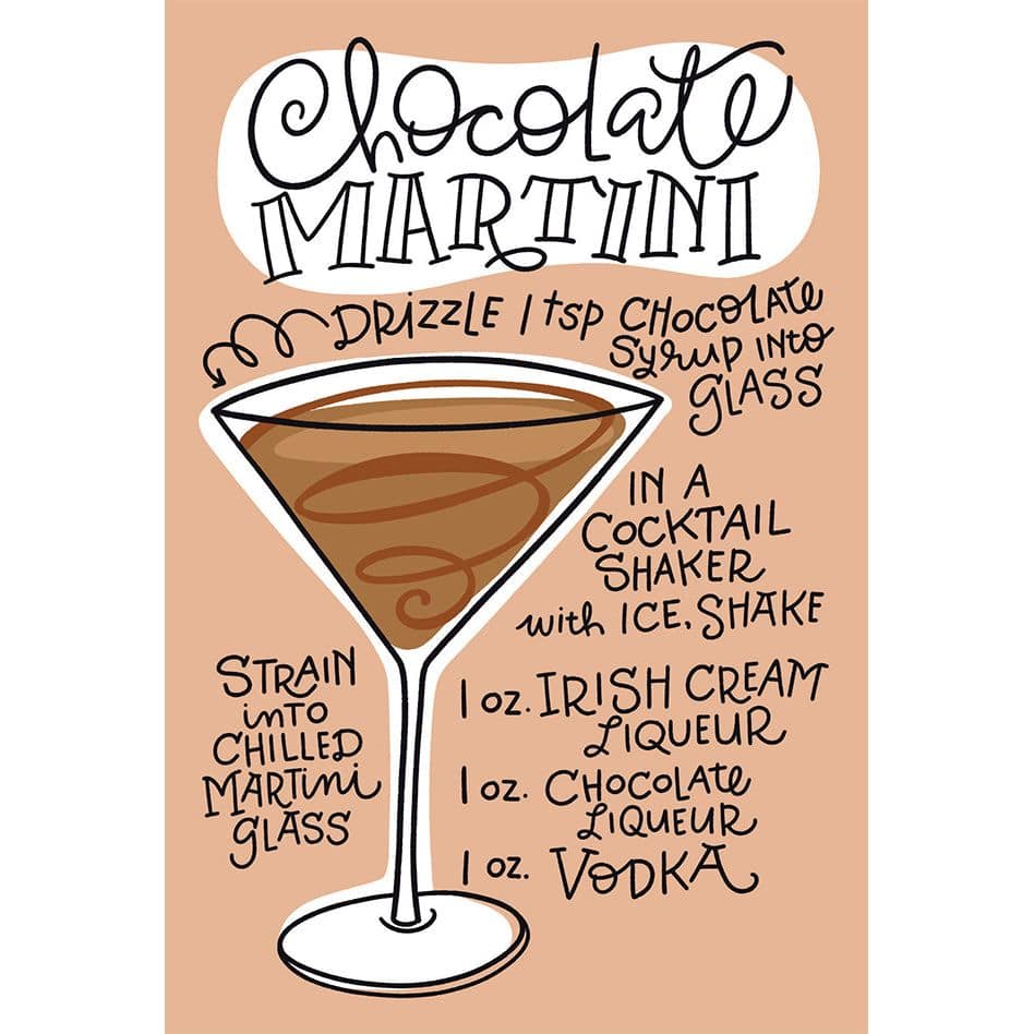 Chocolate Martini Birthday Card from Pictura featuring a stylish illustration of a chocolate martini drink for birthday celebrations.